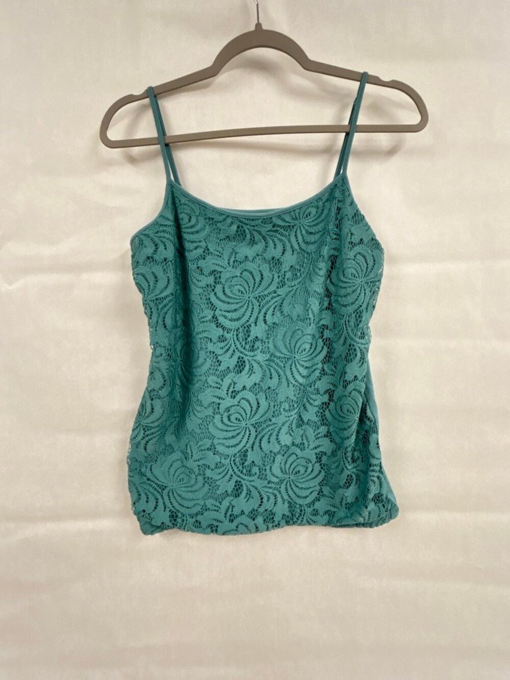 Ann Taylor Lace Camisole Tank Top Teal Green Size Large Feminine Chic Layering